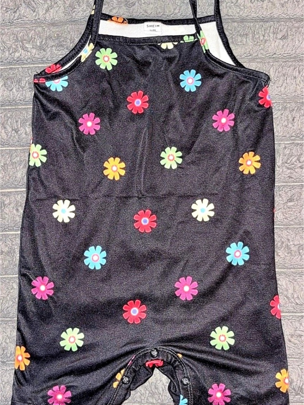 SHEIN Floral Romper in Black